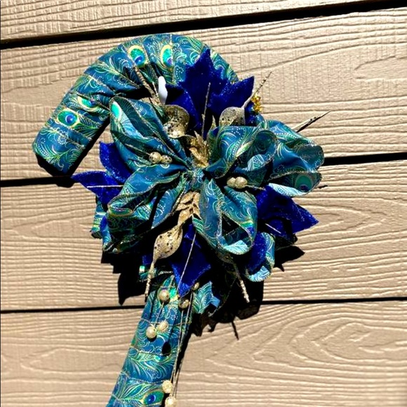 Christmas Wreath Peppermint Wreath Peacock colors - Picture 2 of 3